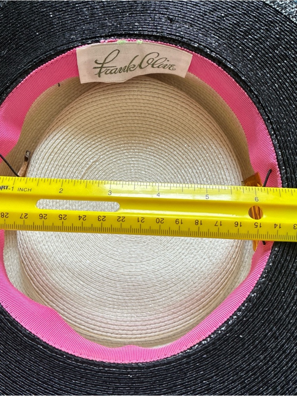 Frank Olive black-and-white vintage straw derby church hat - Picture 9 of 12